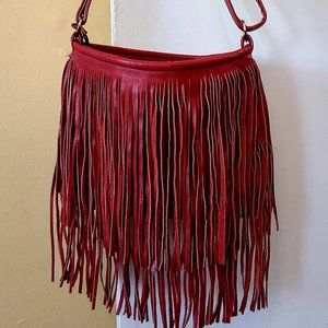 Red Fringe Leather Purse